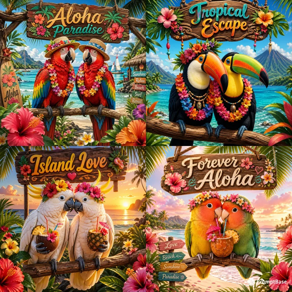 Tropical Bird Couple Posters