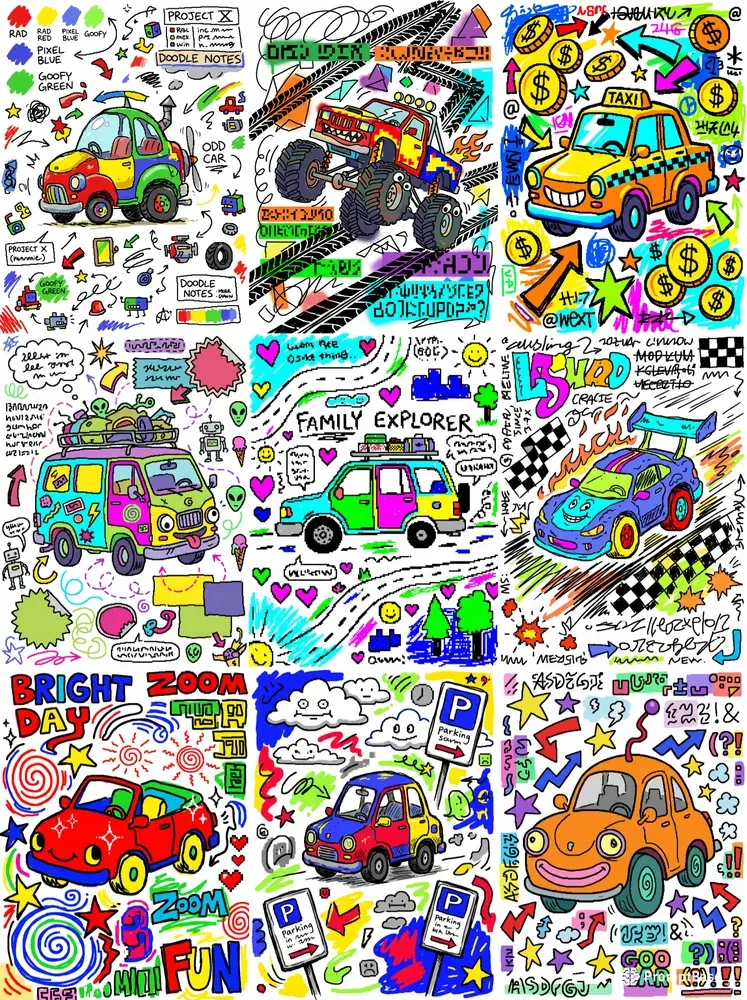 Ms Paint Style Cartoon Car Art