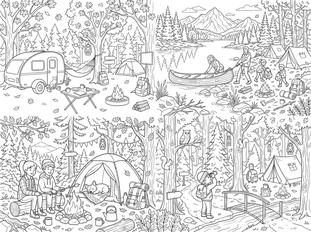 Autumn Camping Trip Coloring Pages