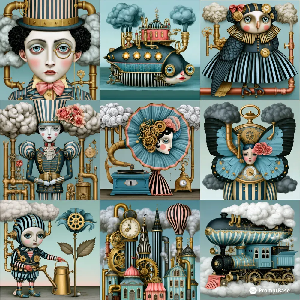Whimsical Steampunk Vector Art
