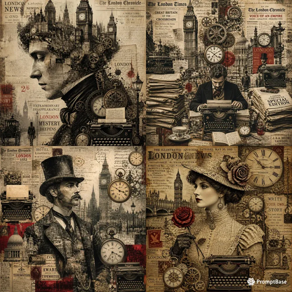 Surreal Newspaper Time Collages