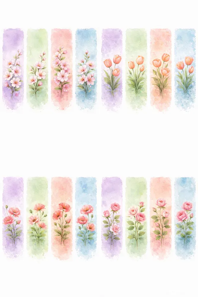 4 Floral Watercolor Bookmark Designs