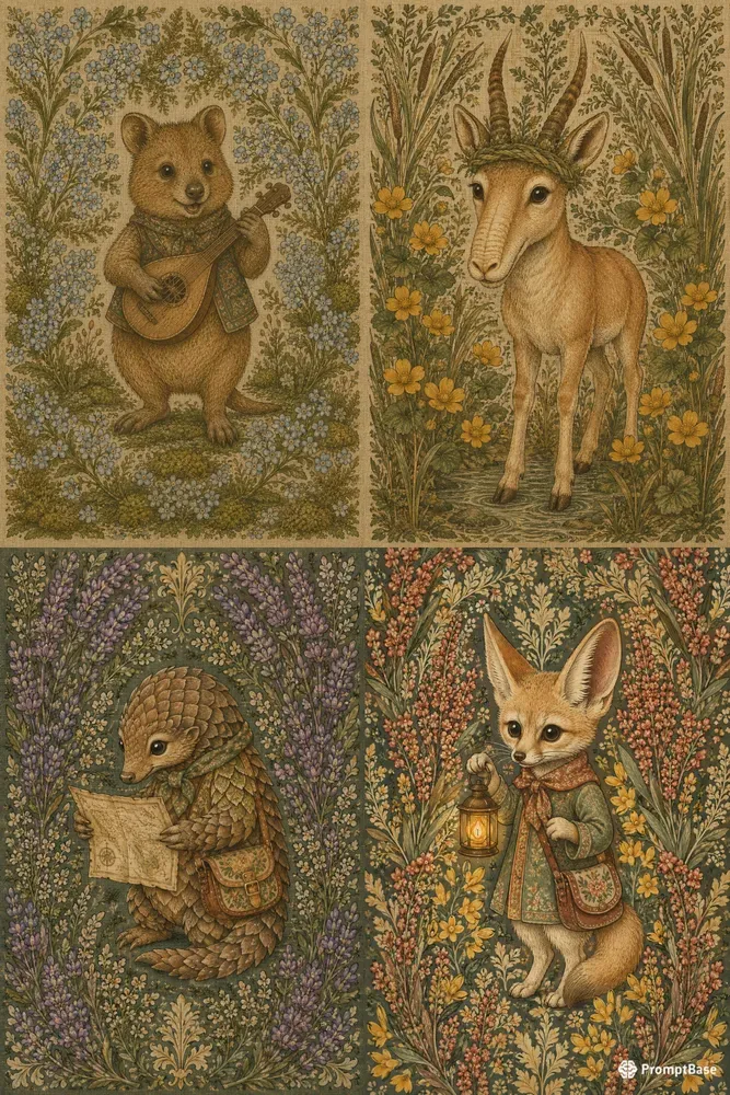 Vintage Textile Woodland Nursery Art