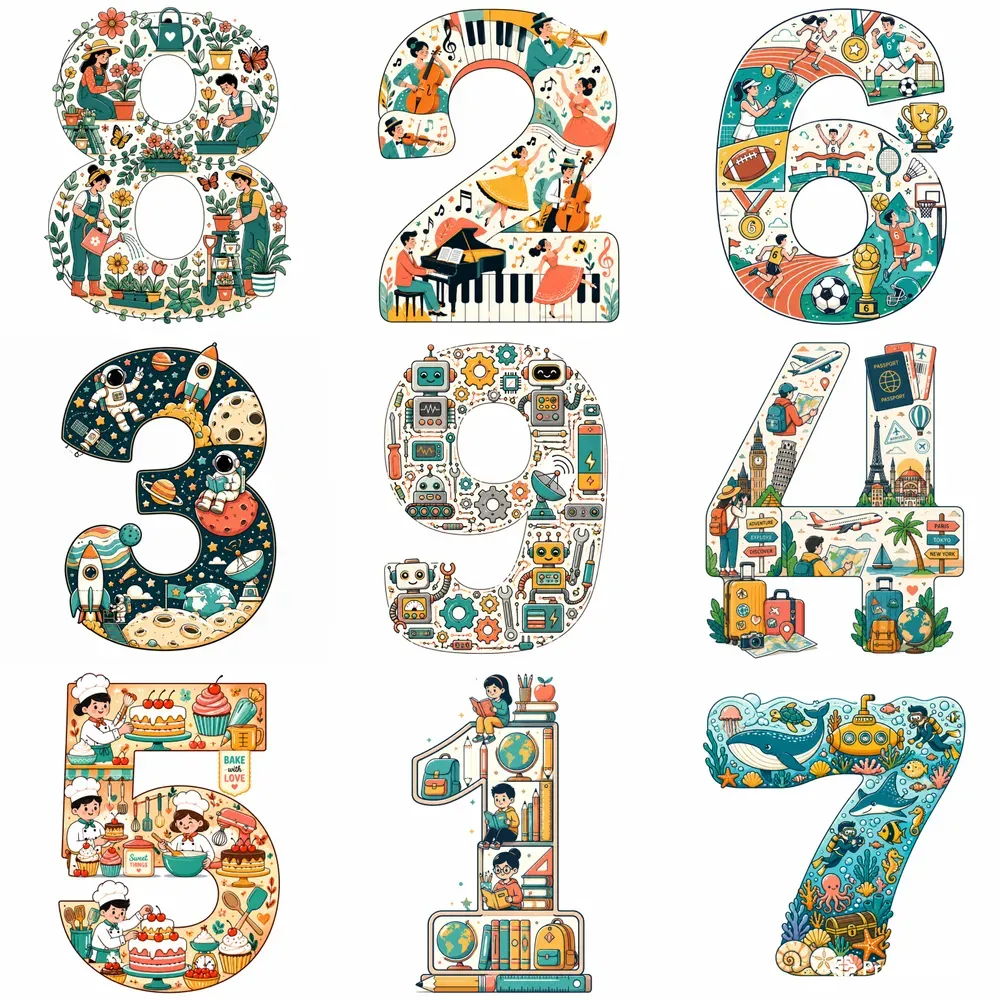 Playful Illustrated Number Typography