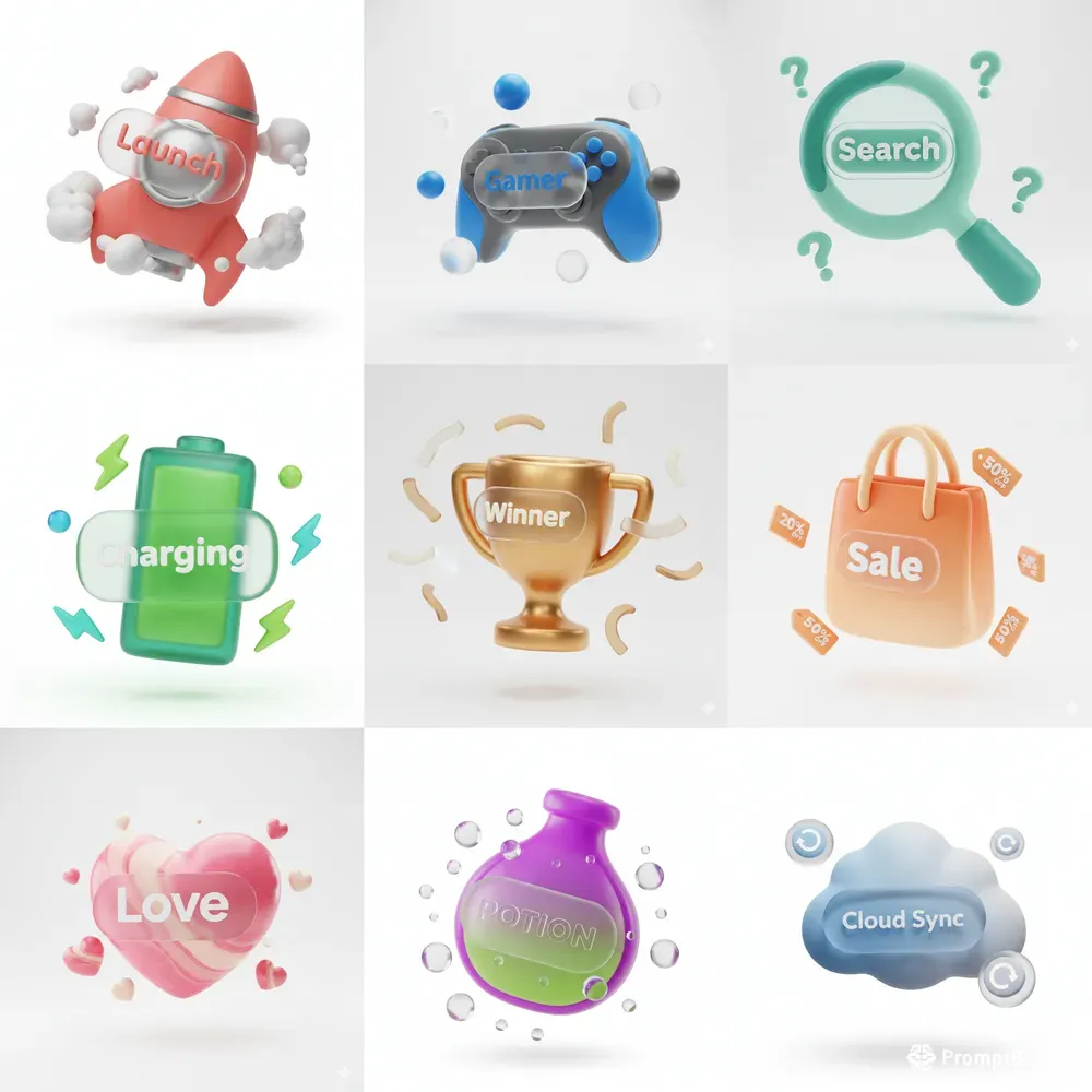 3D Claymorphism UI Assets