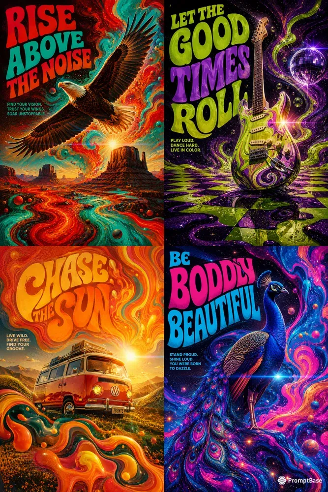Psychedelic 70s Retro Groovy Poster Art