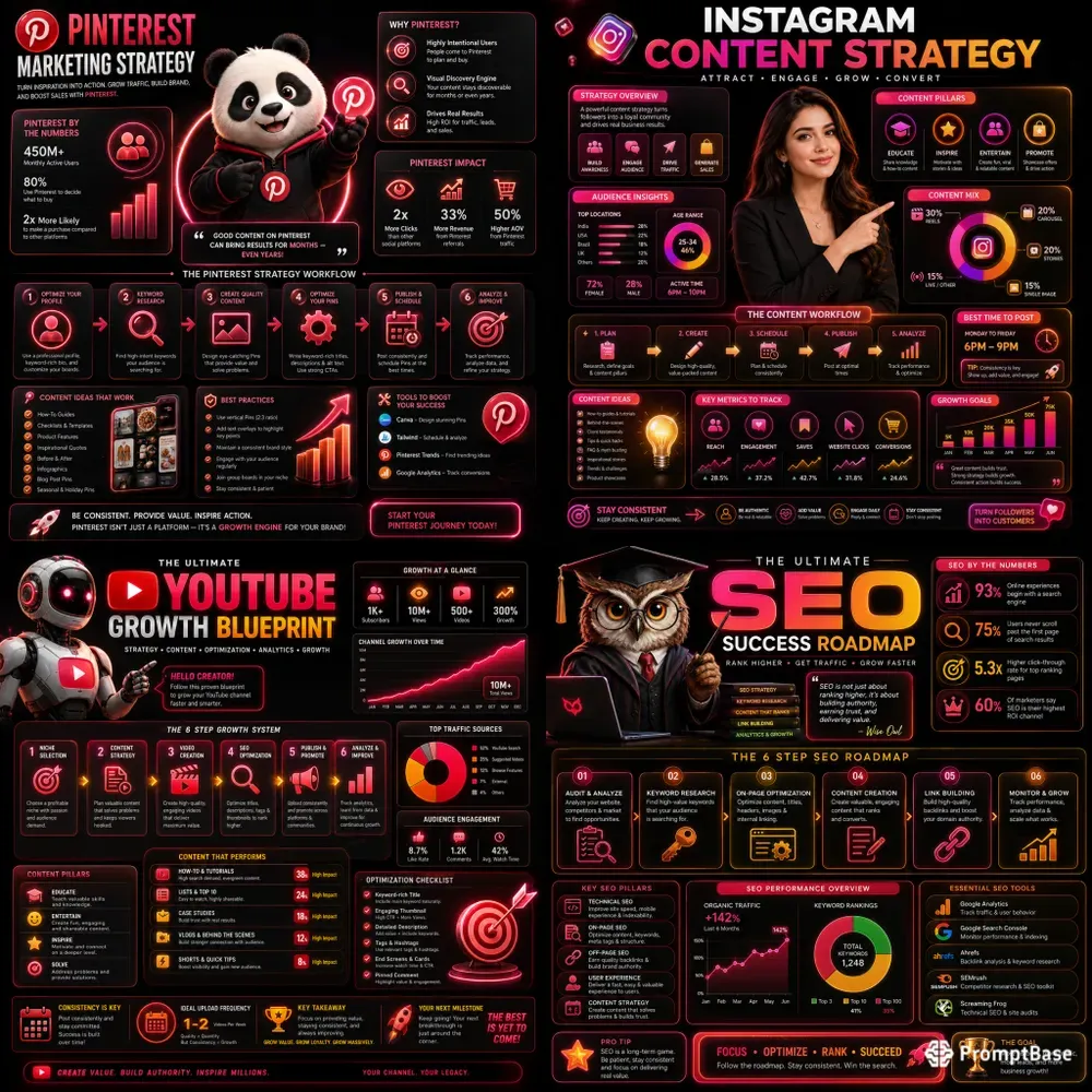 Neon Pinterest Infographic Kits