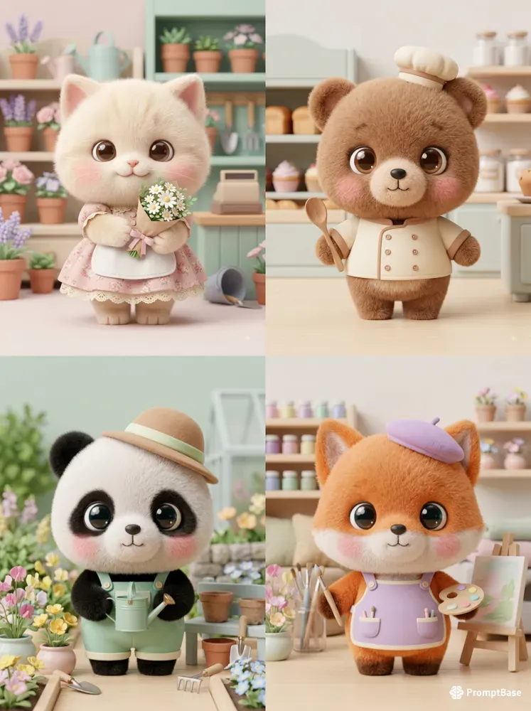 Adorable 3D Chibi Animal Characters