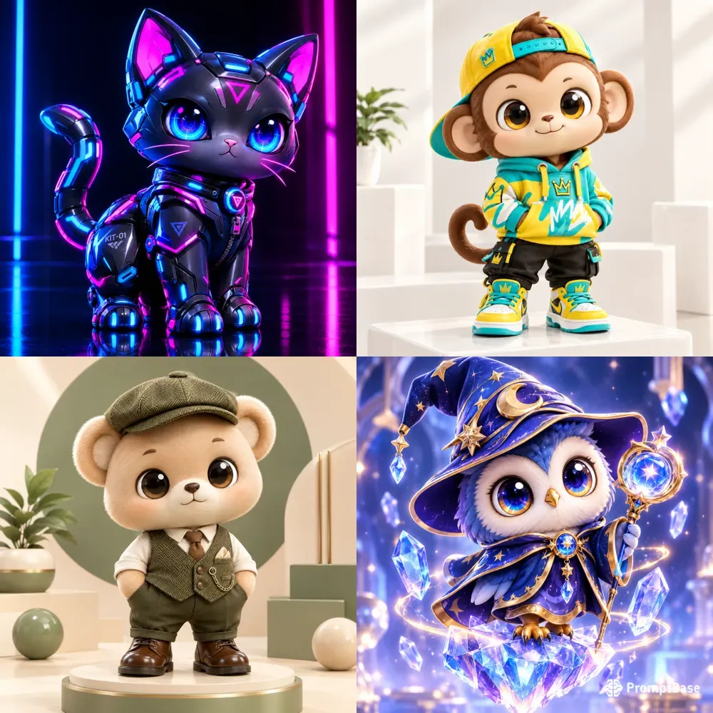Stylized 3D Cartoon Toy Characters