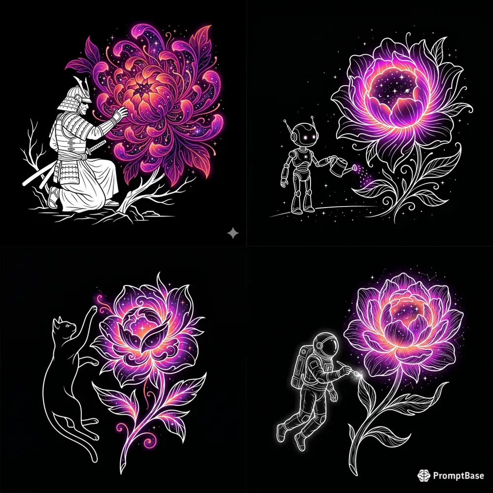 Cosmic Bloom Line Art