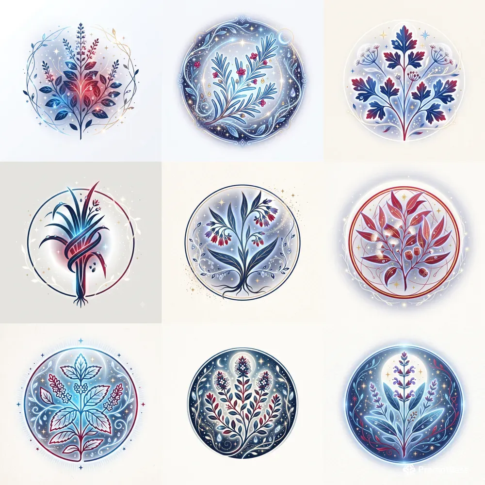 Modern Fantasy Magical Herb Emblems
