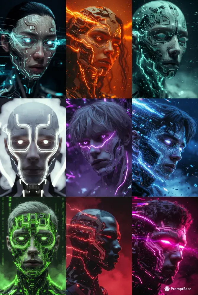 Neon Cyber Entity Portrait Systems