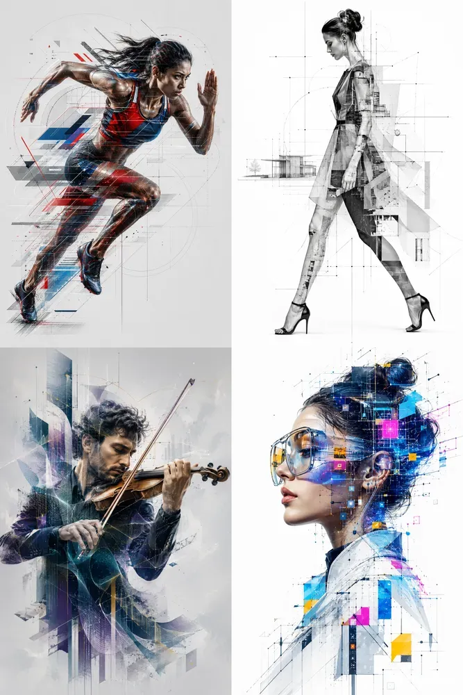 Geometric Human Overlay Portraits