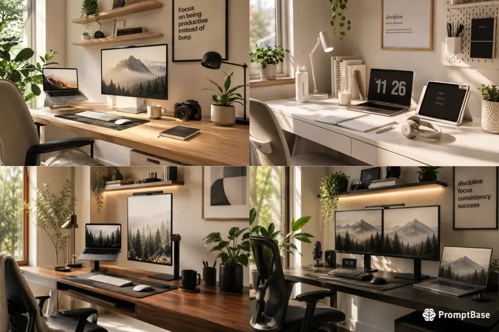Modern Minimalist Workspace Photography