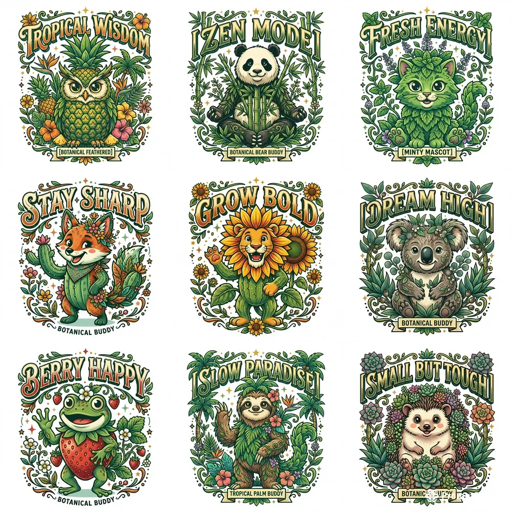 Botanical Beast Retro Tshirt Mascots