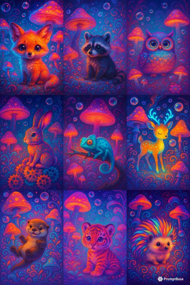 Whimsical Neon Dreamscapes