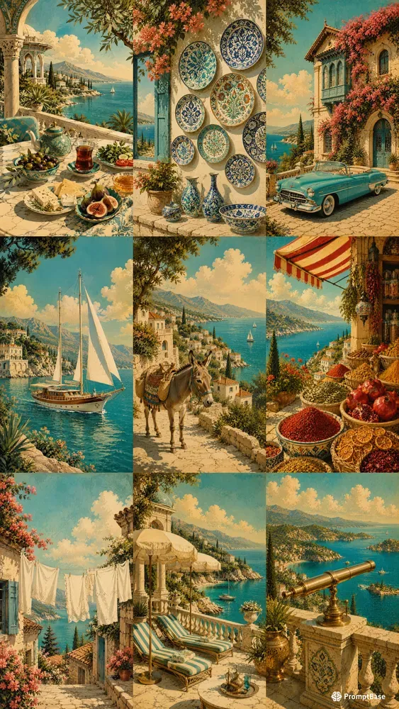 Turkish Riviera 1950s Sunny Postcards