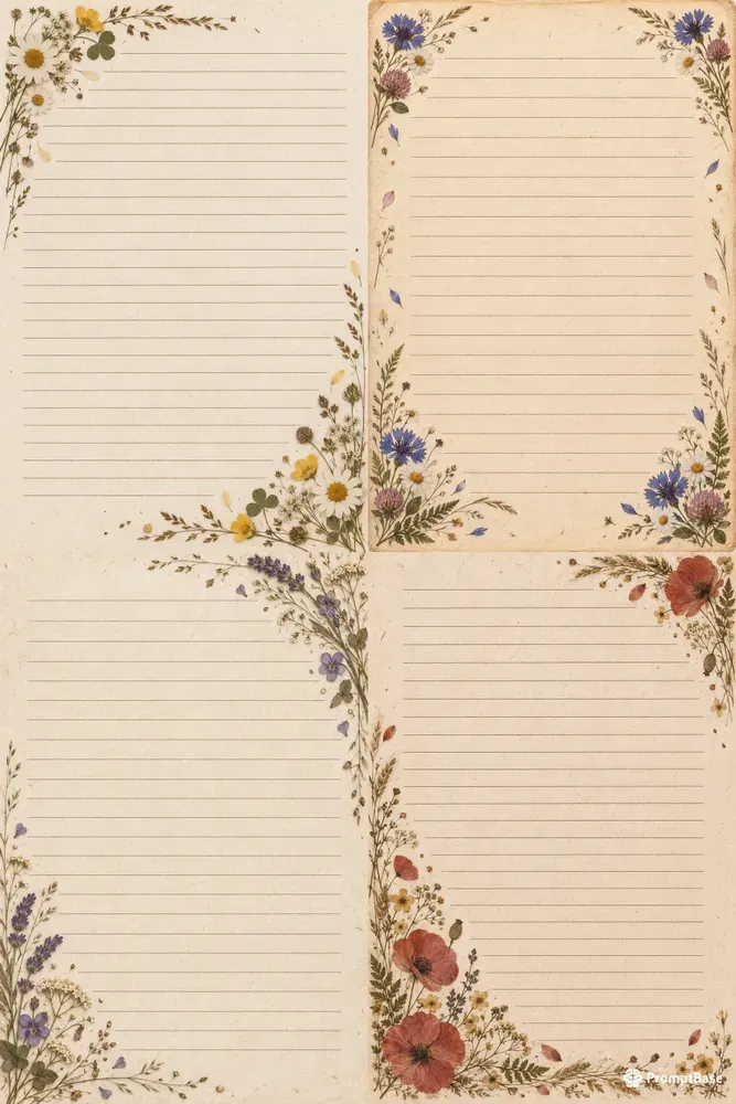 Pressed Wildflower Lined Papers