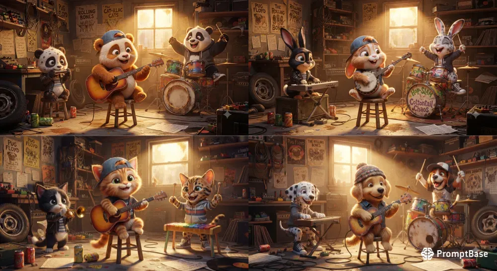 3D Cartoon Animal Musicians