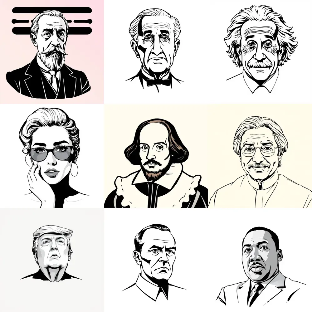 Black And White Strokes Of Famous Persons