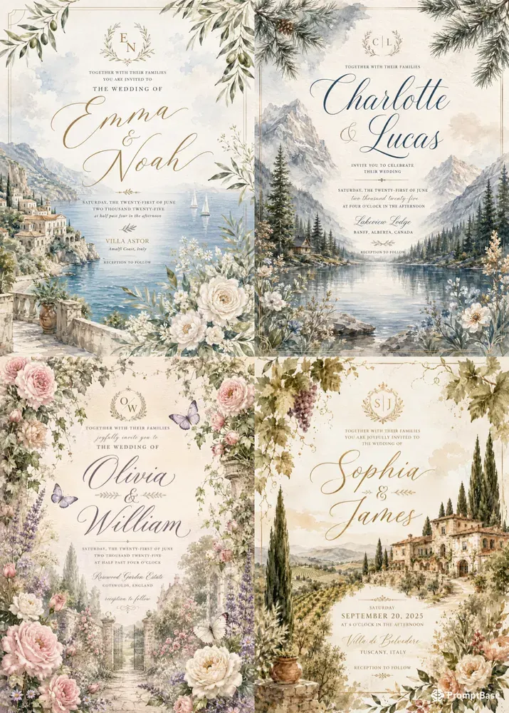 Watercolor Wedding Invitations