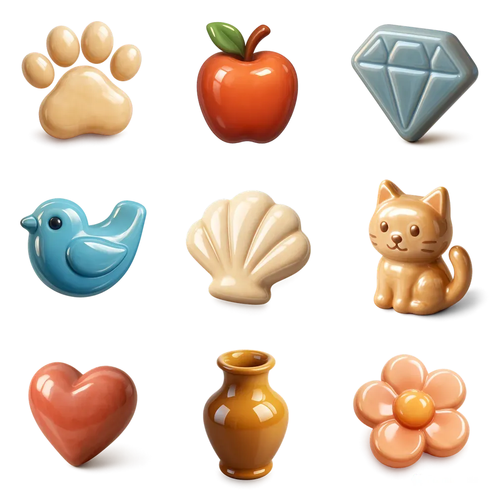 3D Glossy Ceramic Icons