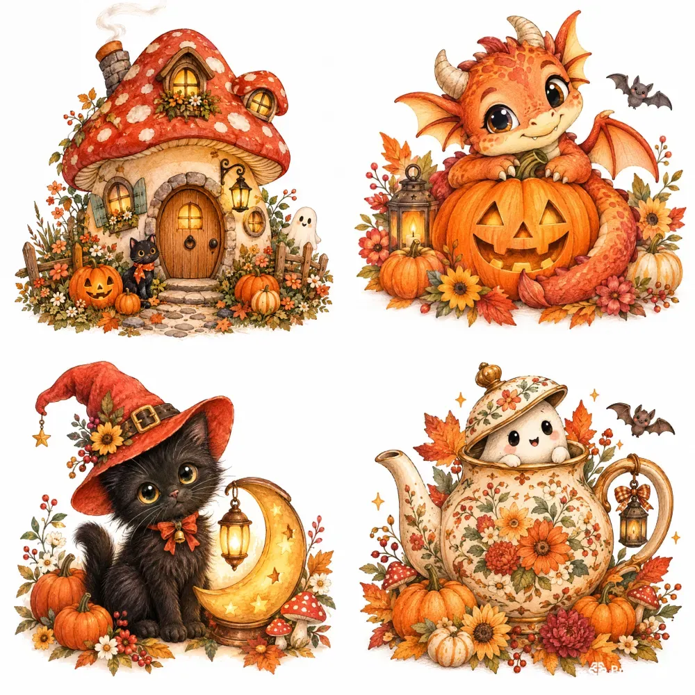 Cute Spooky Storybook Cliparts