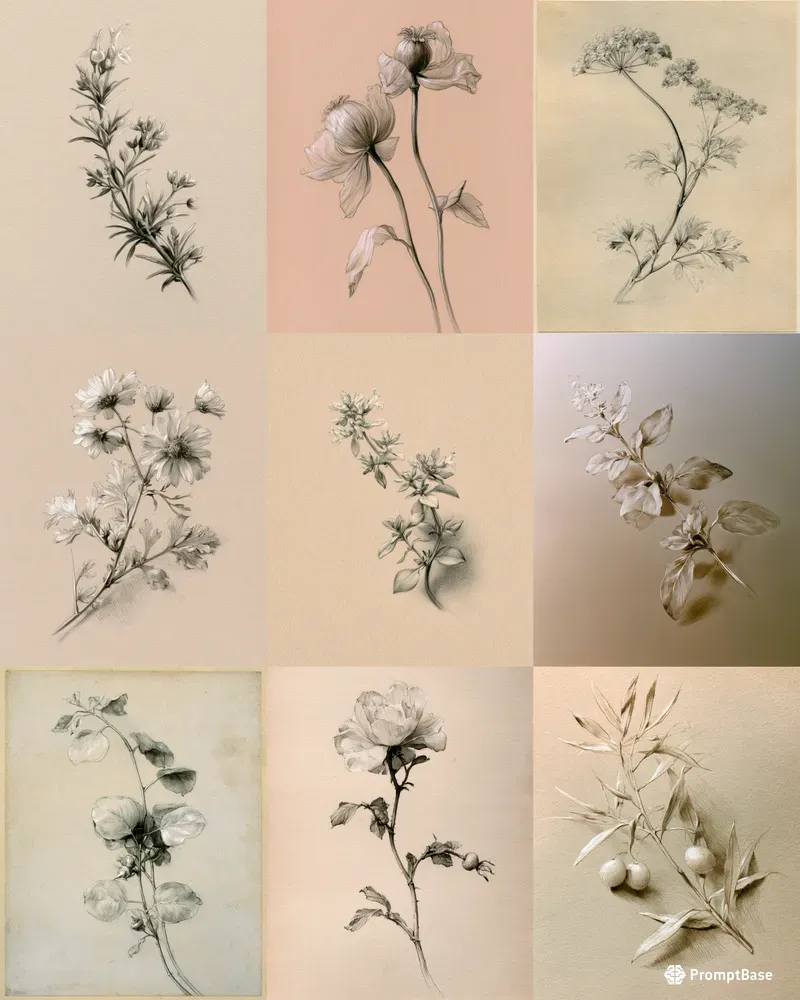 Silverpoint Botanical Drawings