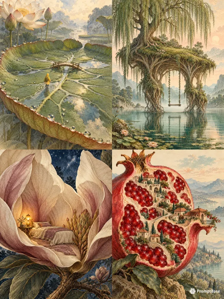 Surreal Botanical Dreamscape Art Prints