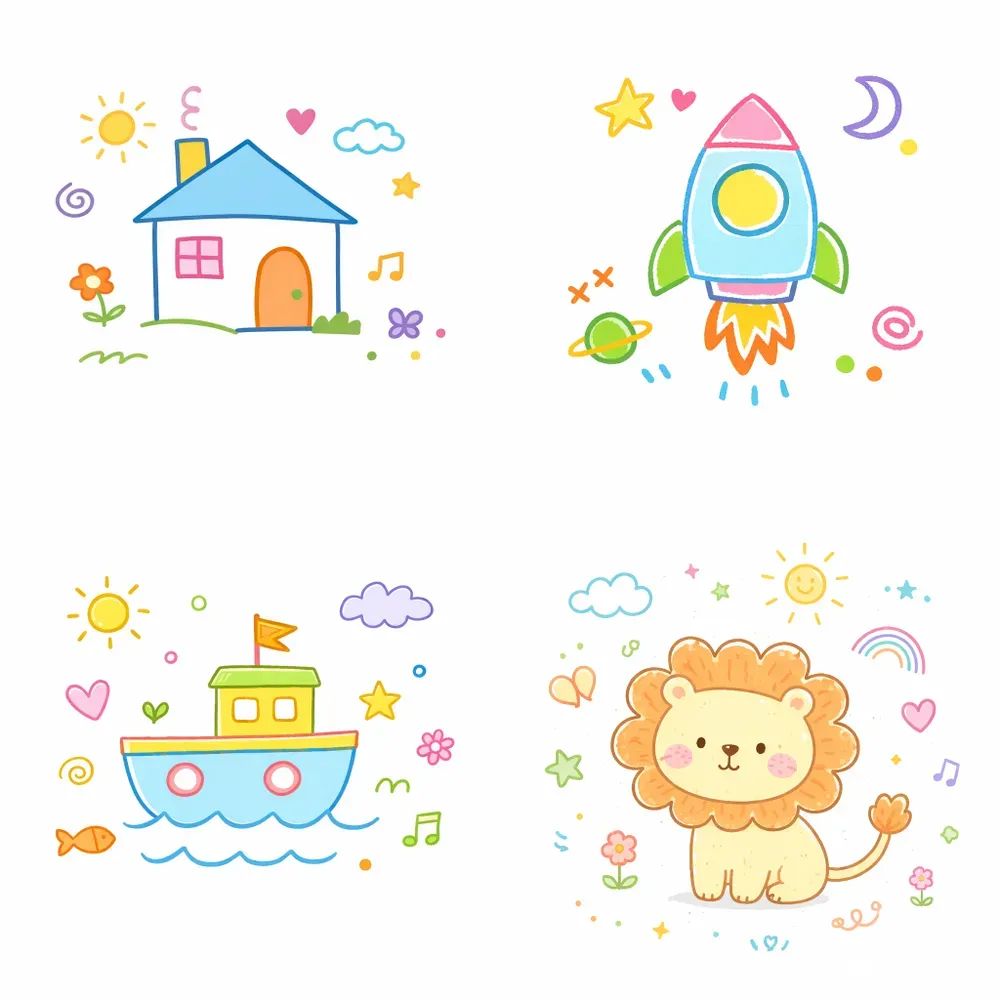 Cute Colorful Childlike Drawings