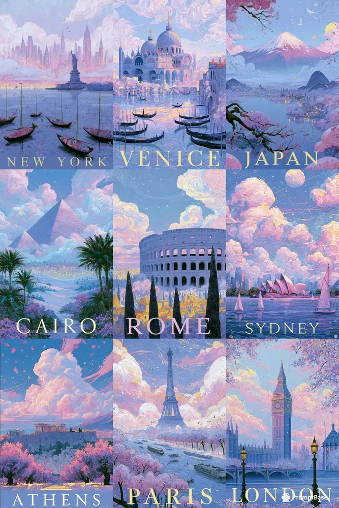 Dreamy Pastel Travel Posters