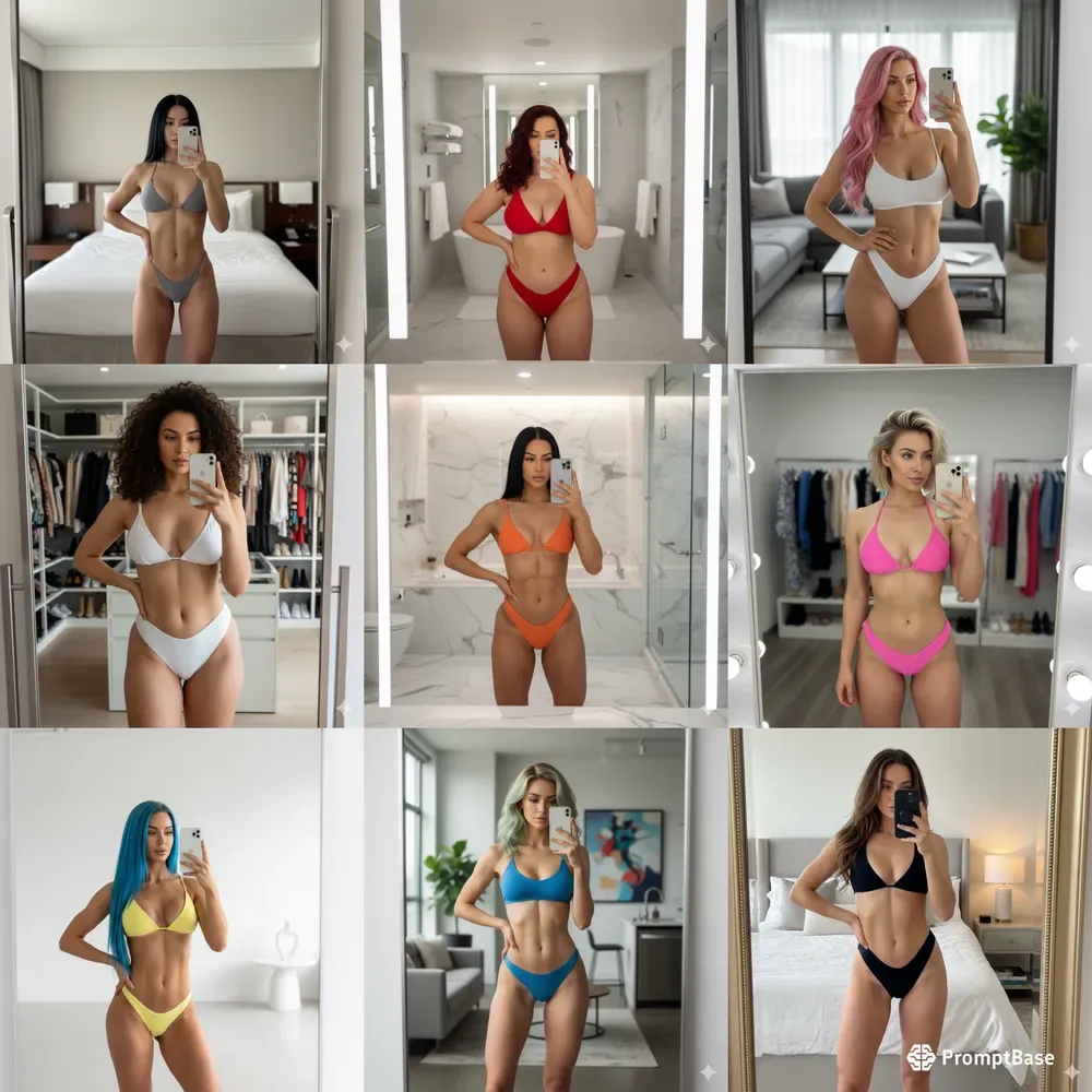Realistic Influencer Mirror Selfies