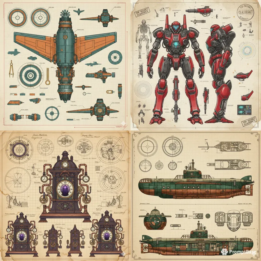 Technical Blueprint Concept Art