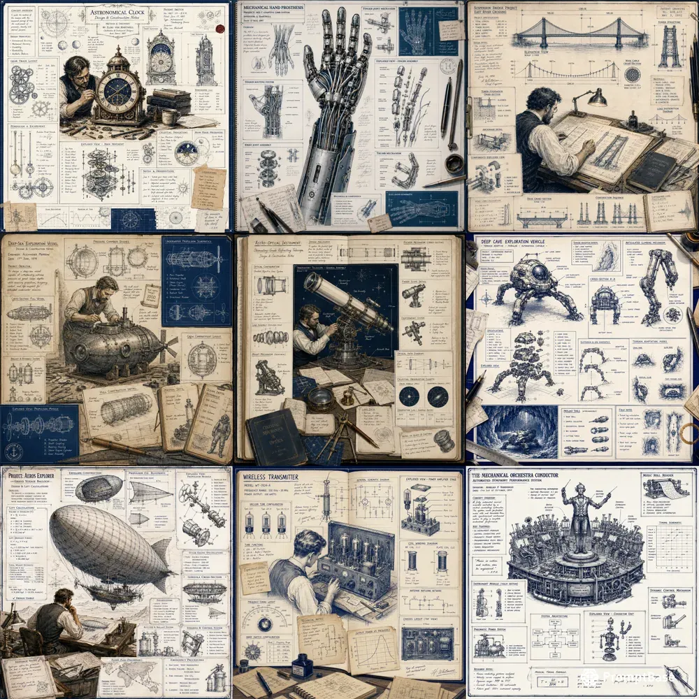 Hand Drawn Blueprint Art