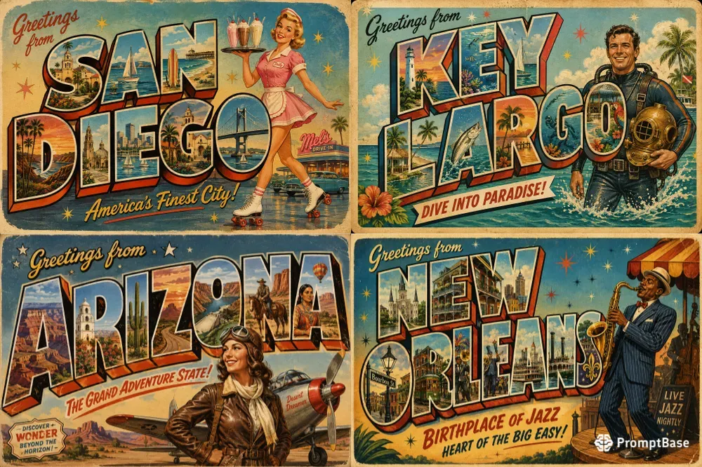 Vintage Travel Postcards