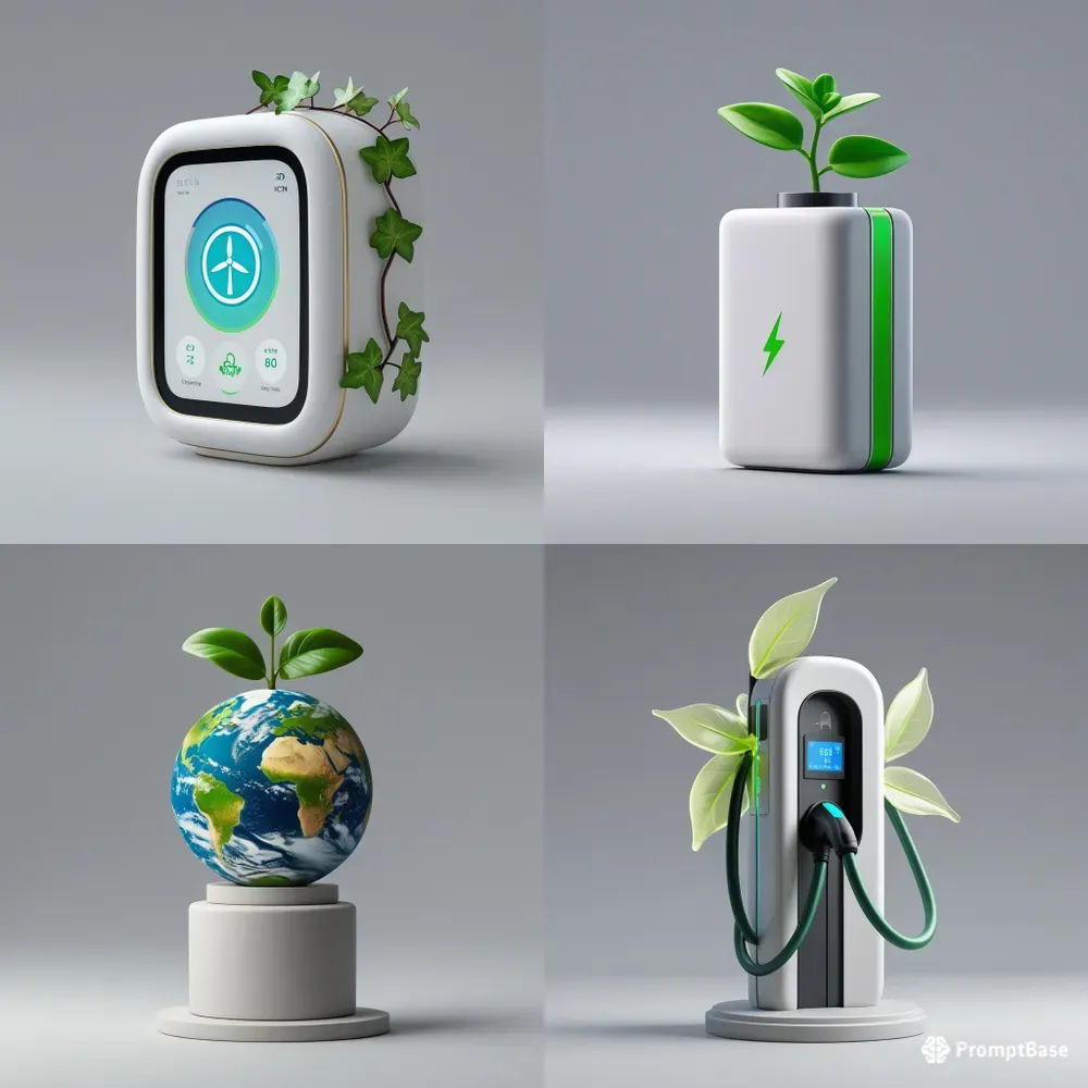 3D Eco Green Tech UI Icons