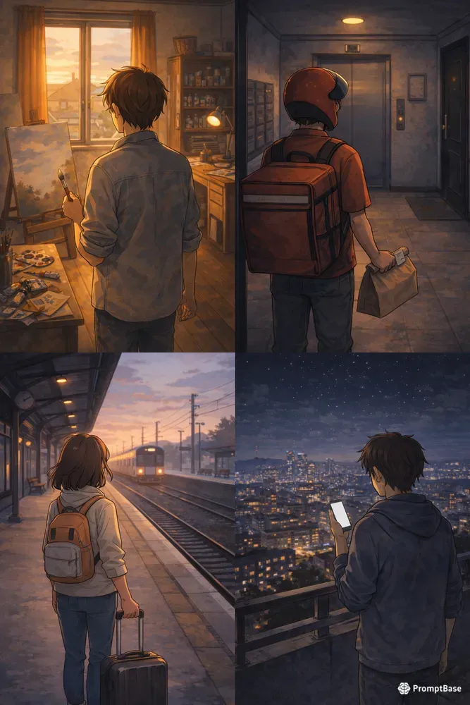 Cinematic Back View Story Illustrations