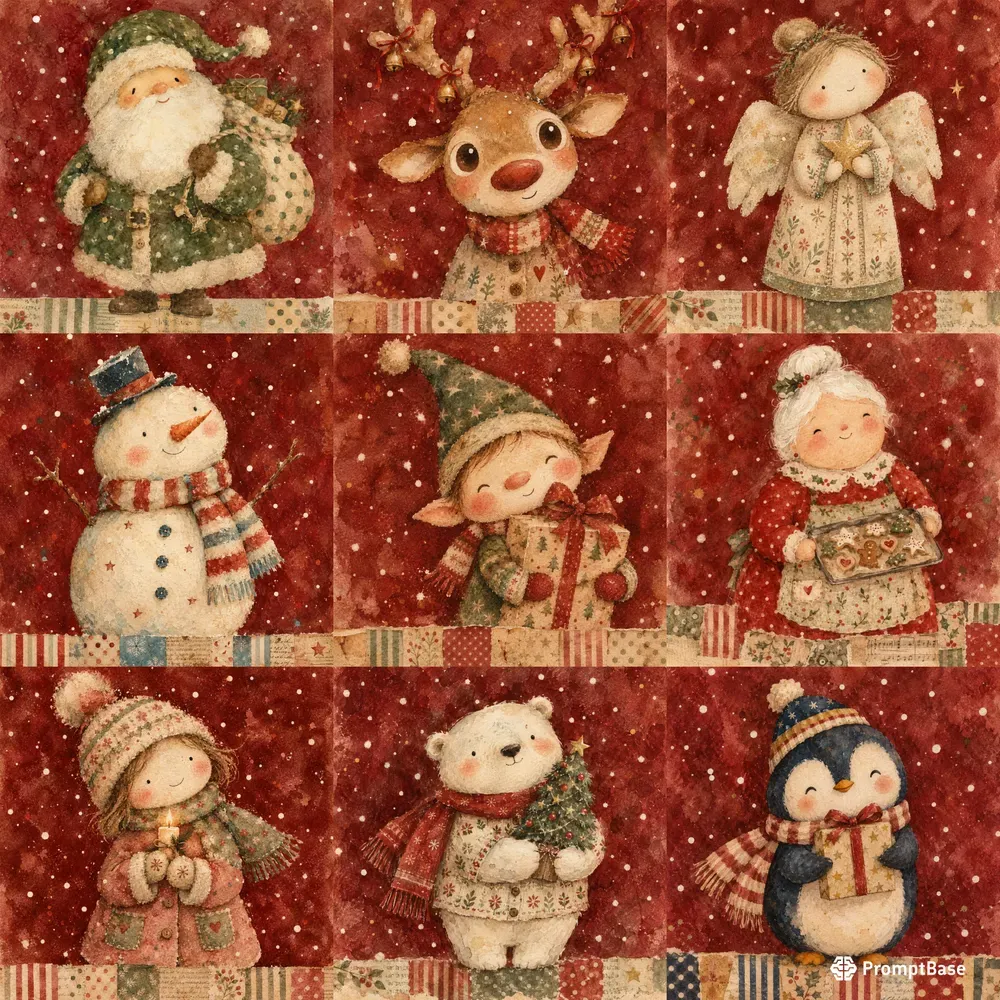 Cozy Naive Watercolor Christmas Art