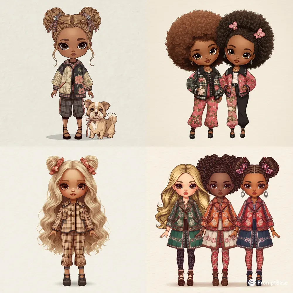 Cute Doll Fashion Girls Clipart