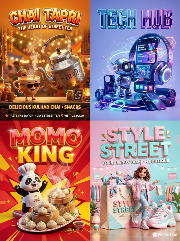 3D Shop Food Stall Poster Generator