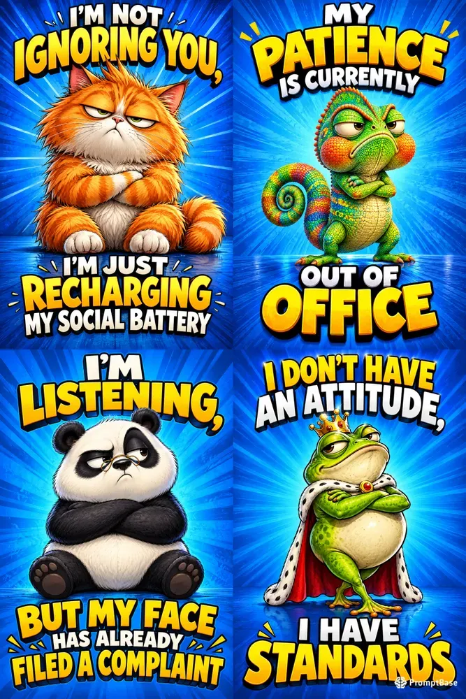 Funny Attitude Cartoon Quote Posters