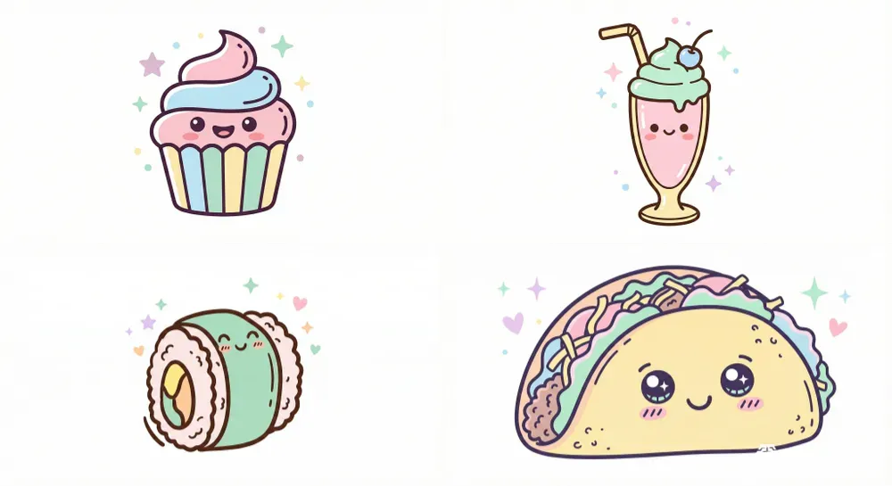 Cute Doodle Food Art Collections