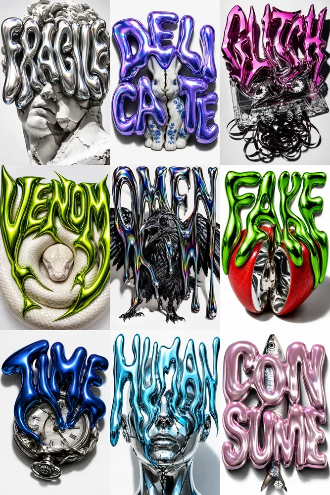 Liquid Metal Distortion Typographies