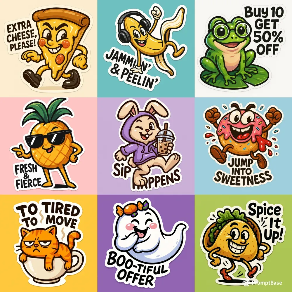Humorous Character Sticker Designs