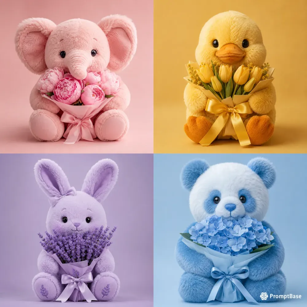 Pastel Plush Toy Floral Portraits
