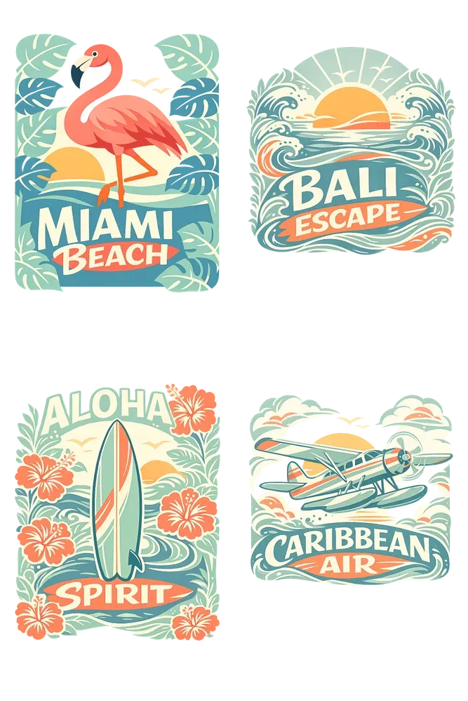 Retro Tropical Apparel Graphic Designs