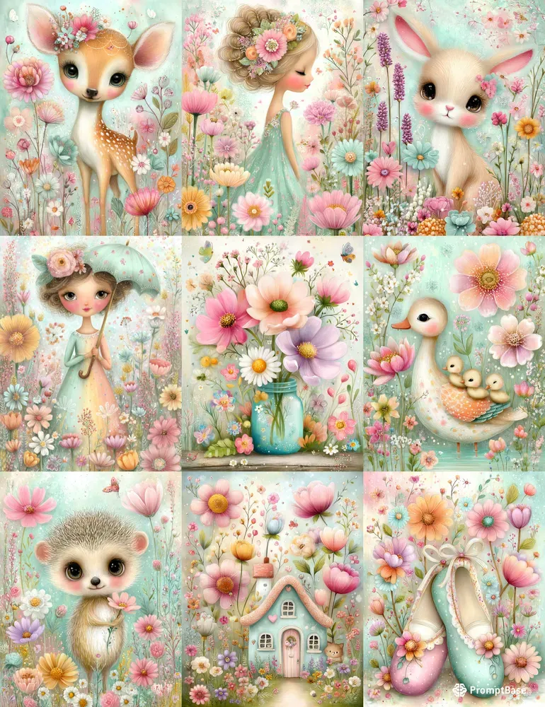 Spring Garden Junk Journal Floral Posters