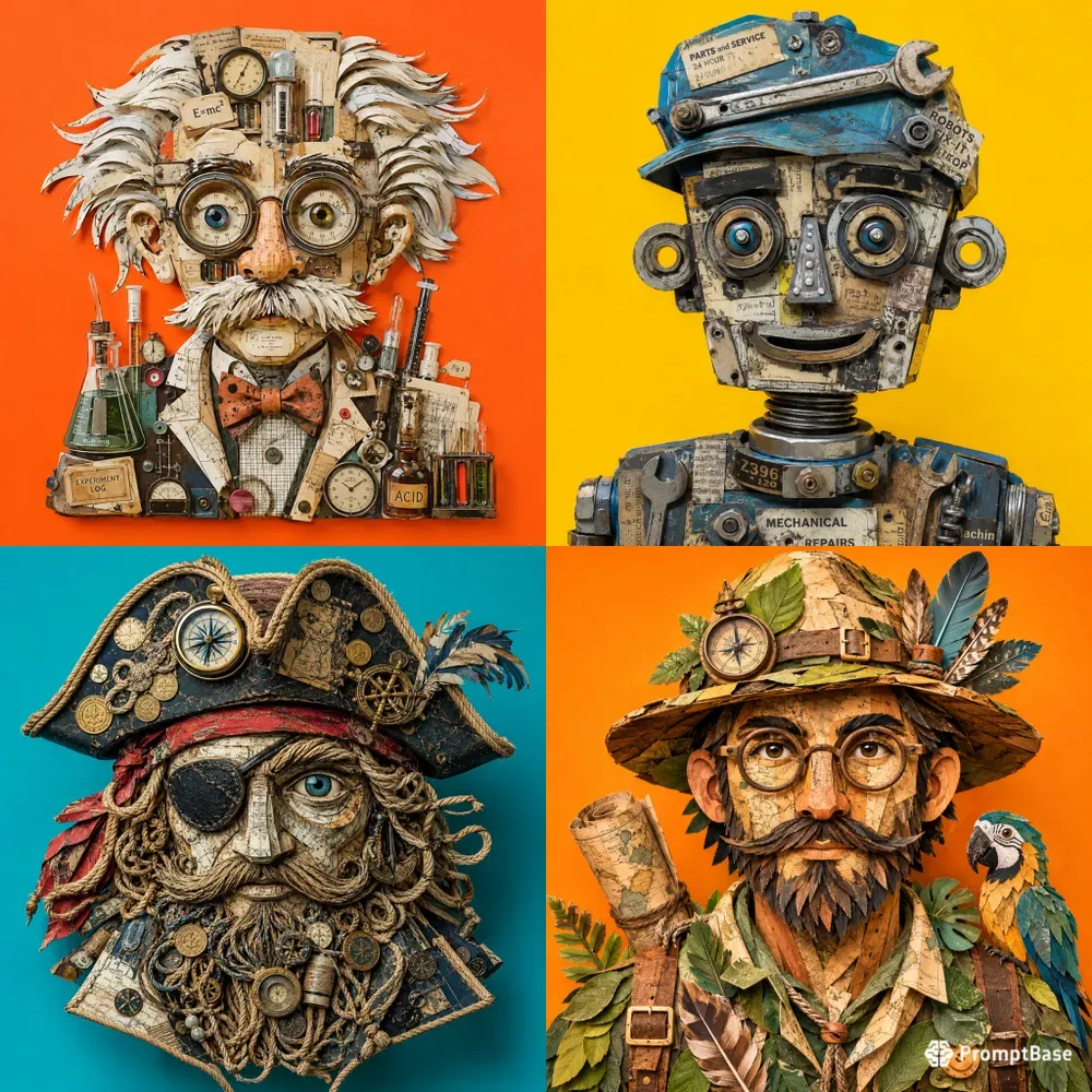Whimsical Object Face Collages