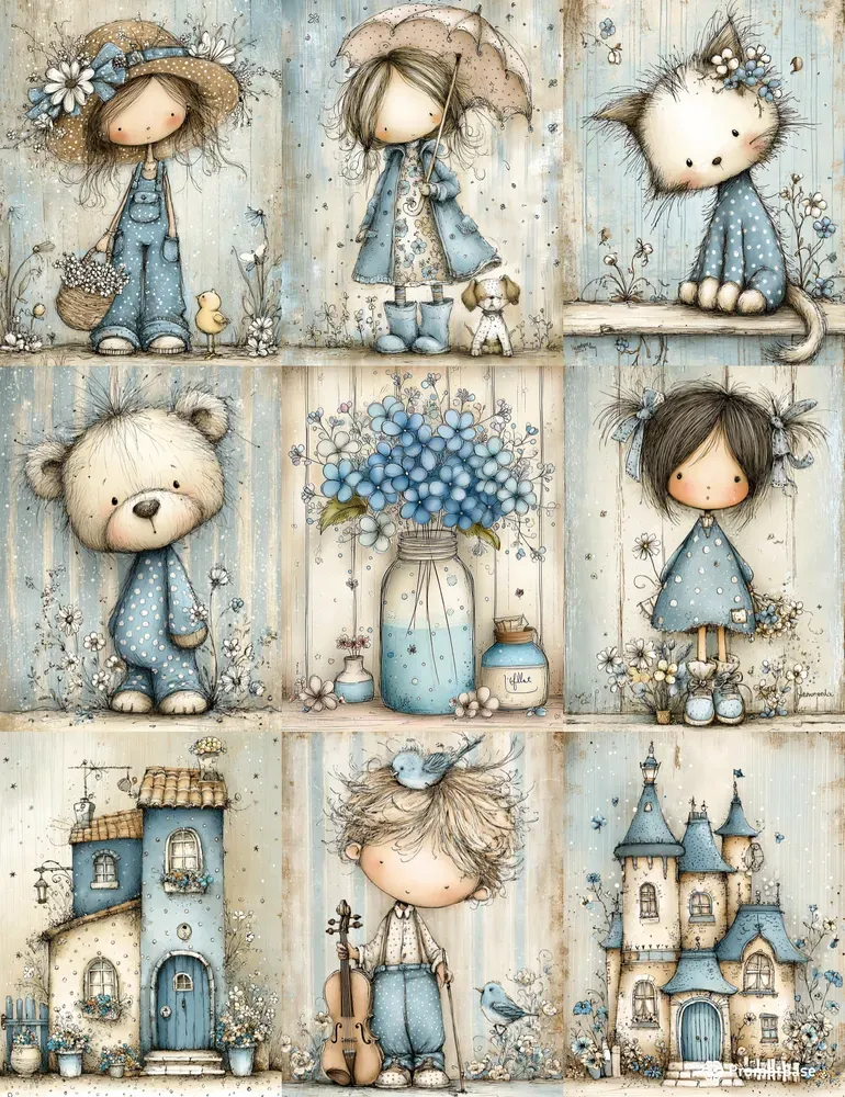 Whimsical Kids Junk Journal Illustrations