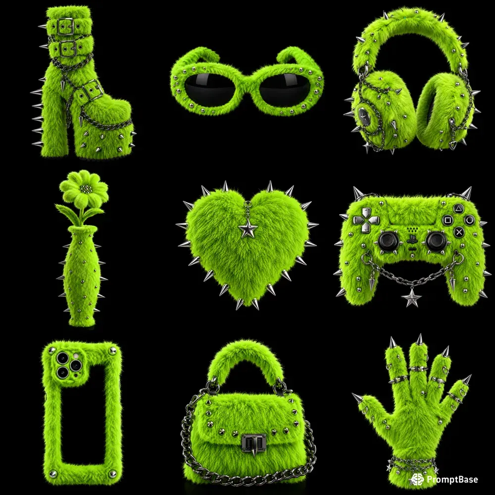 Furry Lime Punk 3D Objects